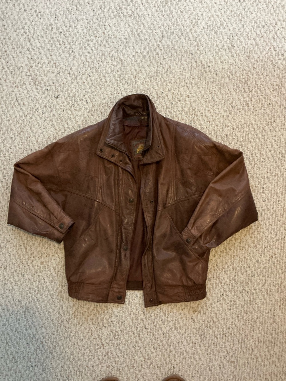 Women’s Brown Leather Bomber Jacket - Classic Casual Outerwear